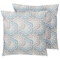 DEKOKISSEN 2er-Set Hellblau 45/45 cm Primrose - Hellblau, Textil (45/45cm) - Beliani