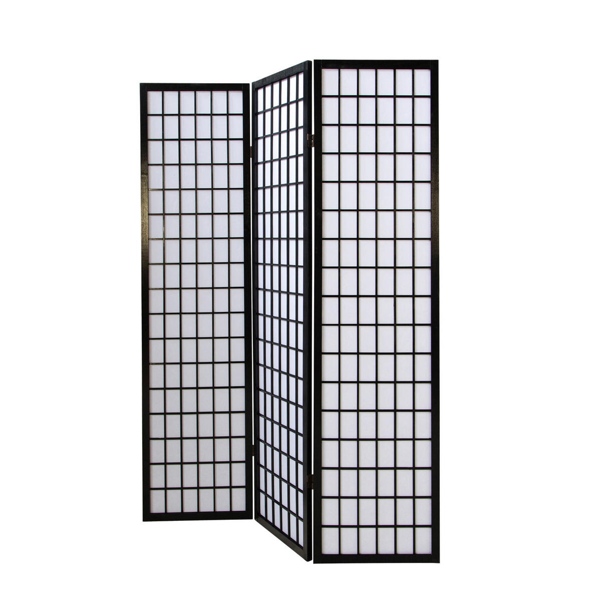 PARAVENT 3-tlg. 132/175 cm Schwarz Shoji - Schwarz, Holz (132/175/2cm) - Homestyle4u