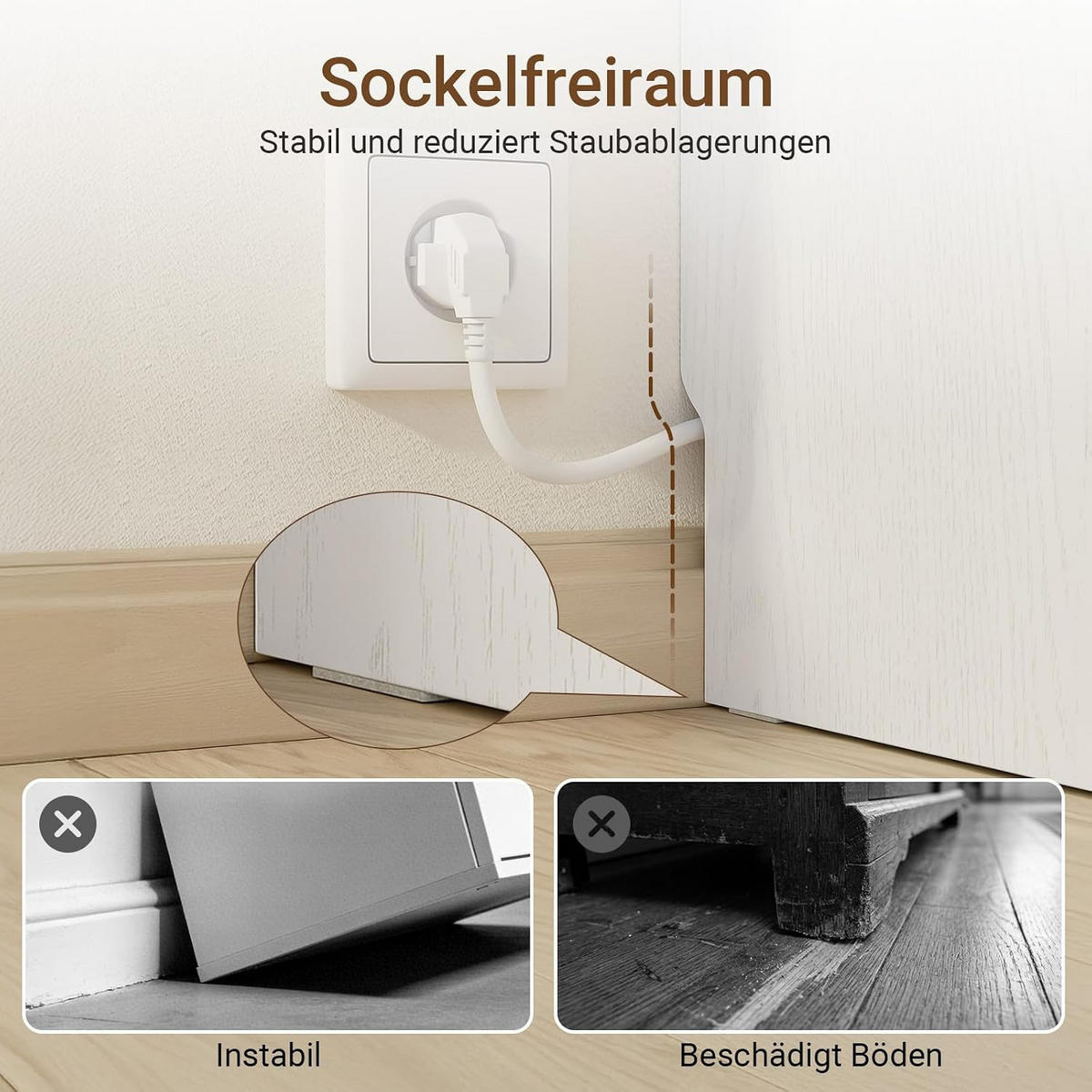 NOĆNI stol s dvije skrinjice i integriranim svjetlom - bijela, drvni materijal (35/60/20cm) - SoBuy