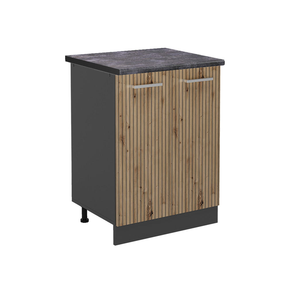 KÜCHENUNTERSCHRANK R-Line Artisan-Eiche 60 cm, AP Anthrazit - Anthrazit/Eiche Artisan, Holzwerkstoff (60/81.6/60cm) - Vicco