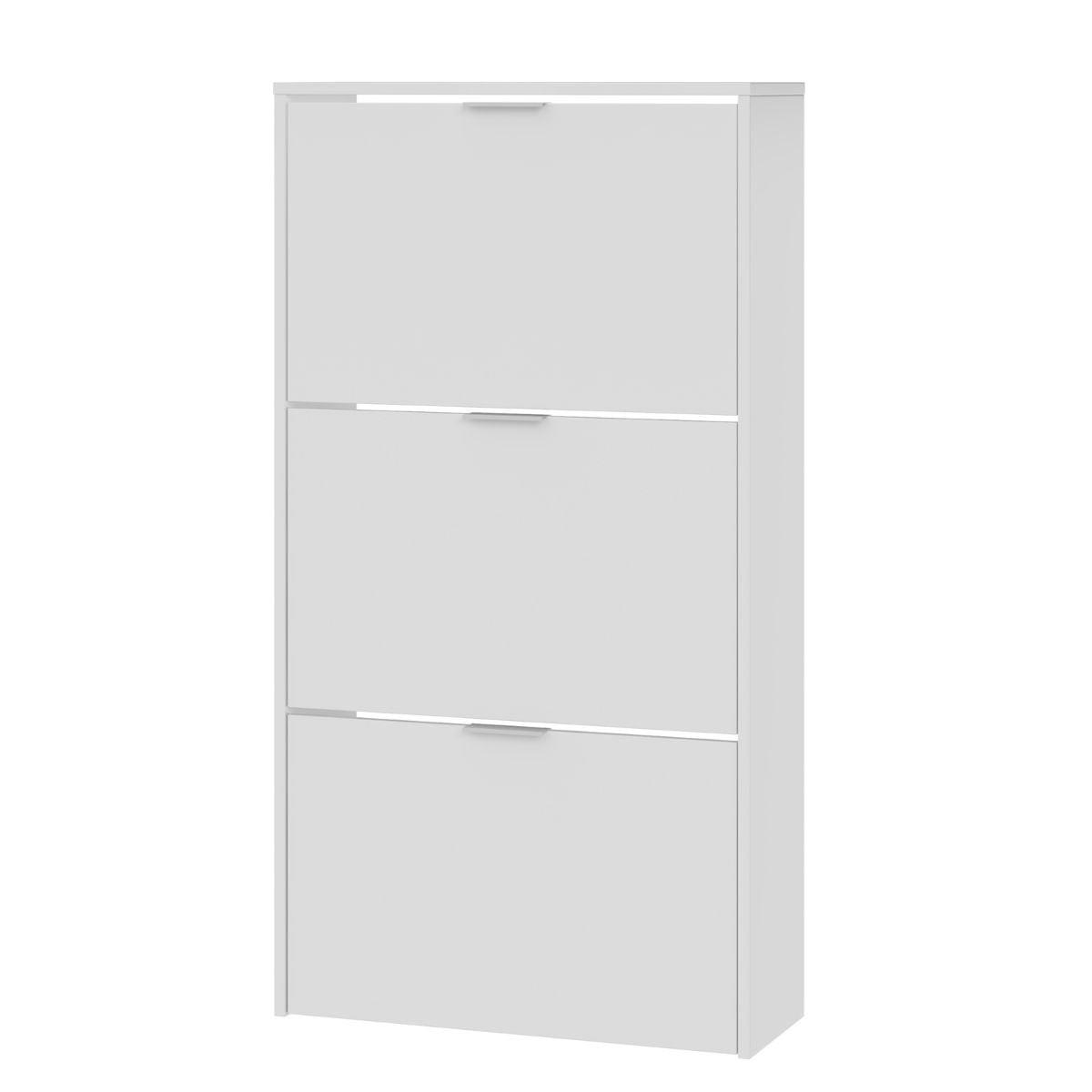 SCHUHSCHRANK 3 Klappen Zapateros - L60 cm - Weiß, Holzwerkstoff (22/113/60cm) - Calicosy