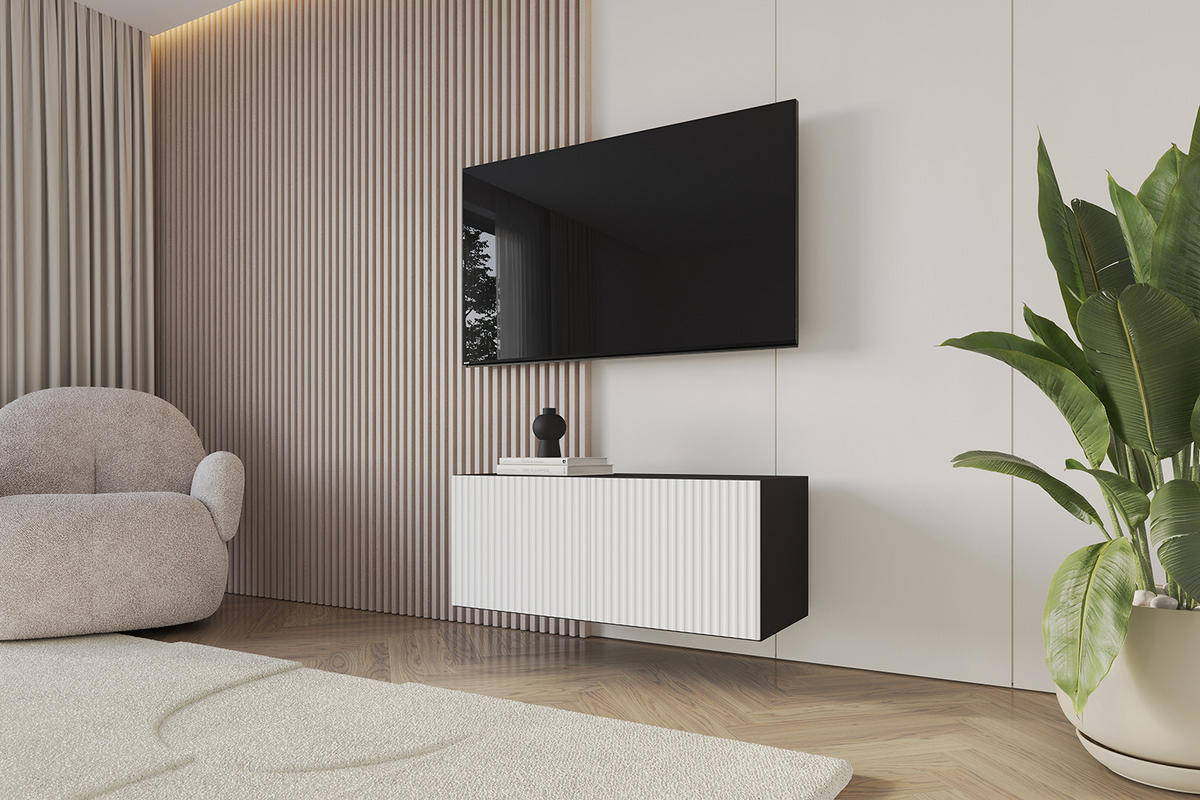 LOWBOARD NOA-2-W 100x40x41 cm - Schwarz / Weiß - Weiß, Holzwerkstoff (100/40/41cm) - ALTDECOR