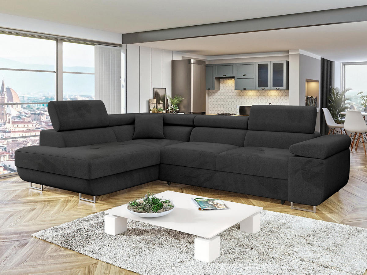 ECKSOFA Torezio, Seite: Links - Schwarz, Holz/Textil (274/203cm) - MIRJAN24
