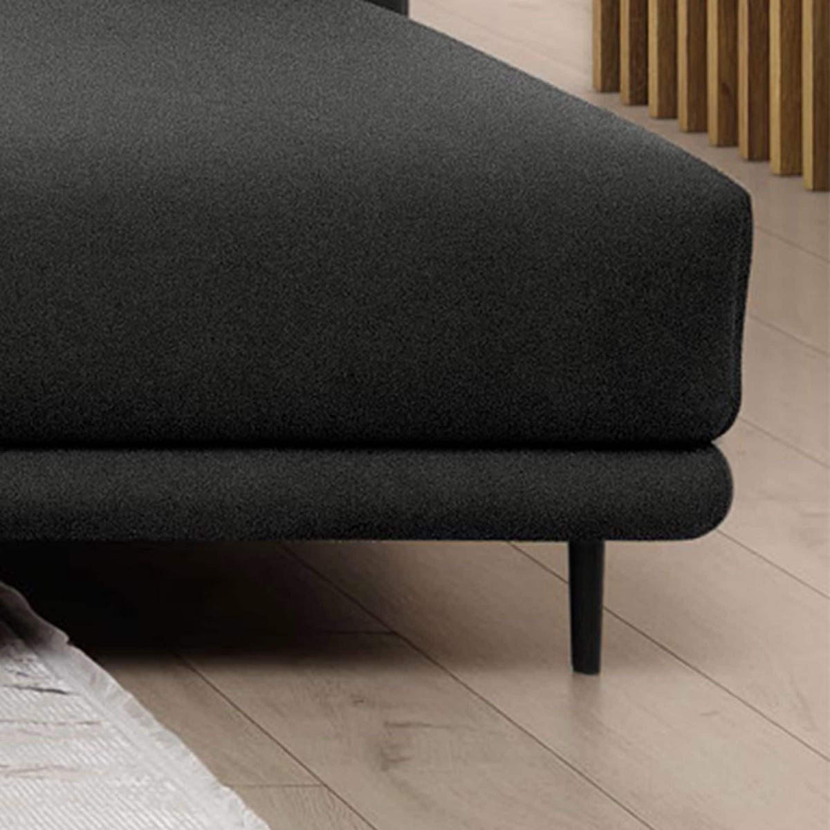 ECKSOFA mit Schlaffunktion und Bettkasten, Loco-Stoff - Dunkelgrau/Schwarz, Textil/Metall (190/289cm) - Eltap