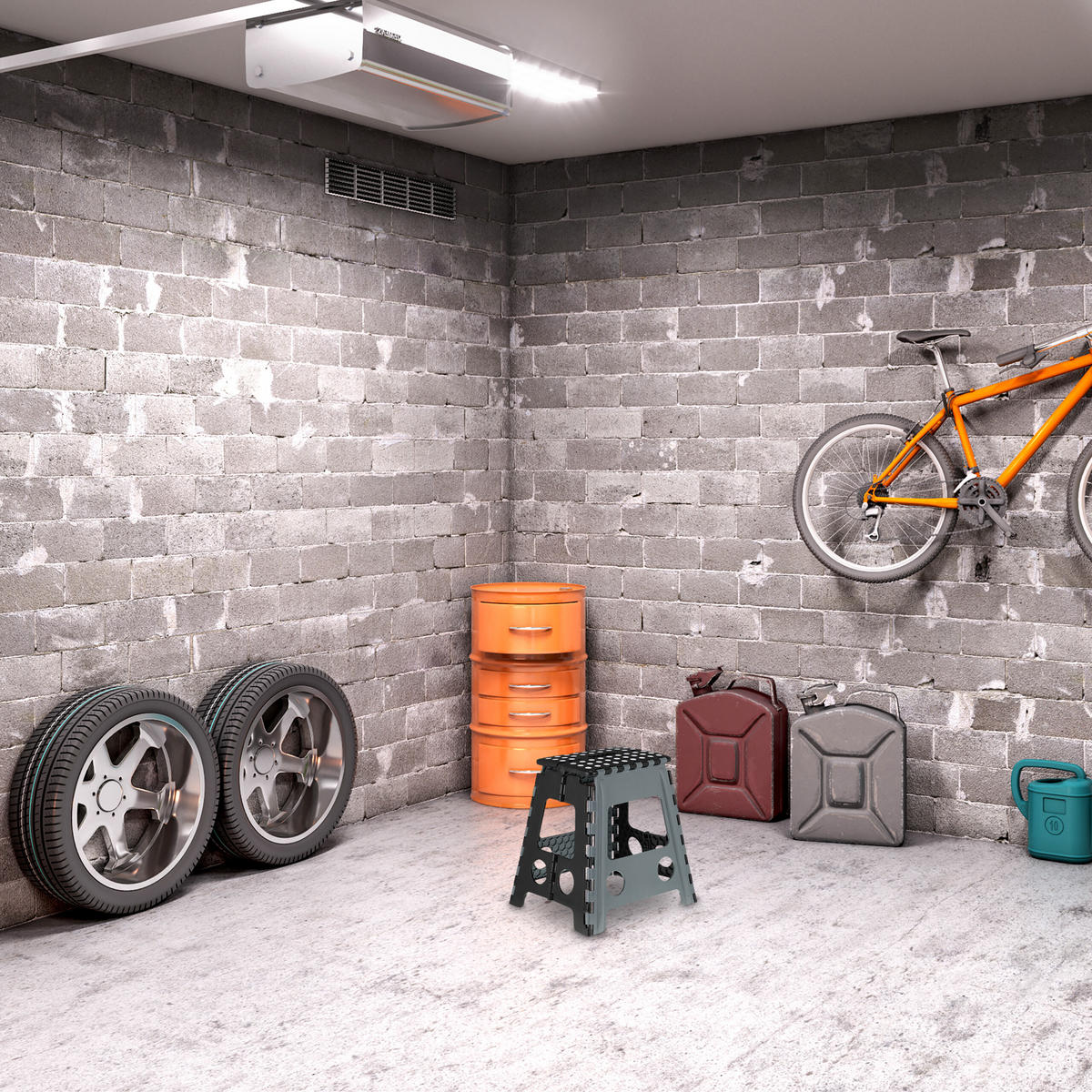 KLAPPHOCKER - Dunkelgrau/Schwarz, Kunststoff/Textil (39/39/32cm) - Relaxdays