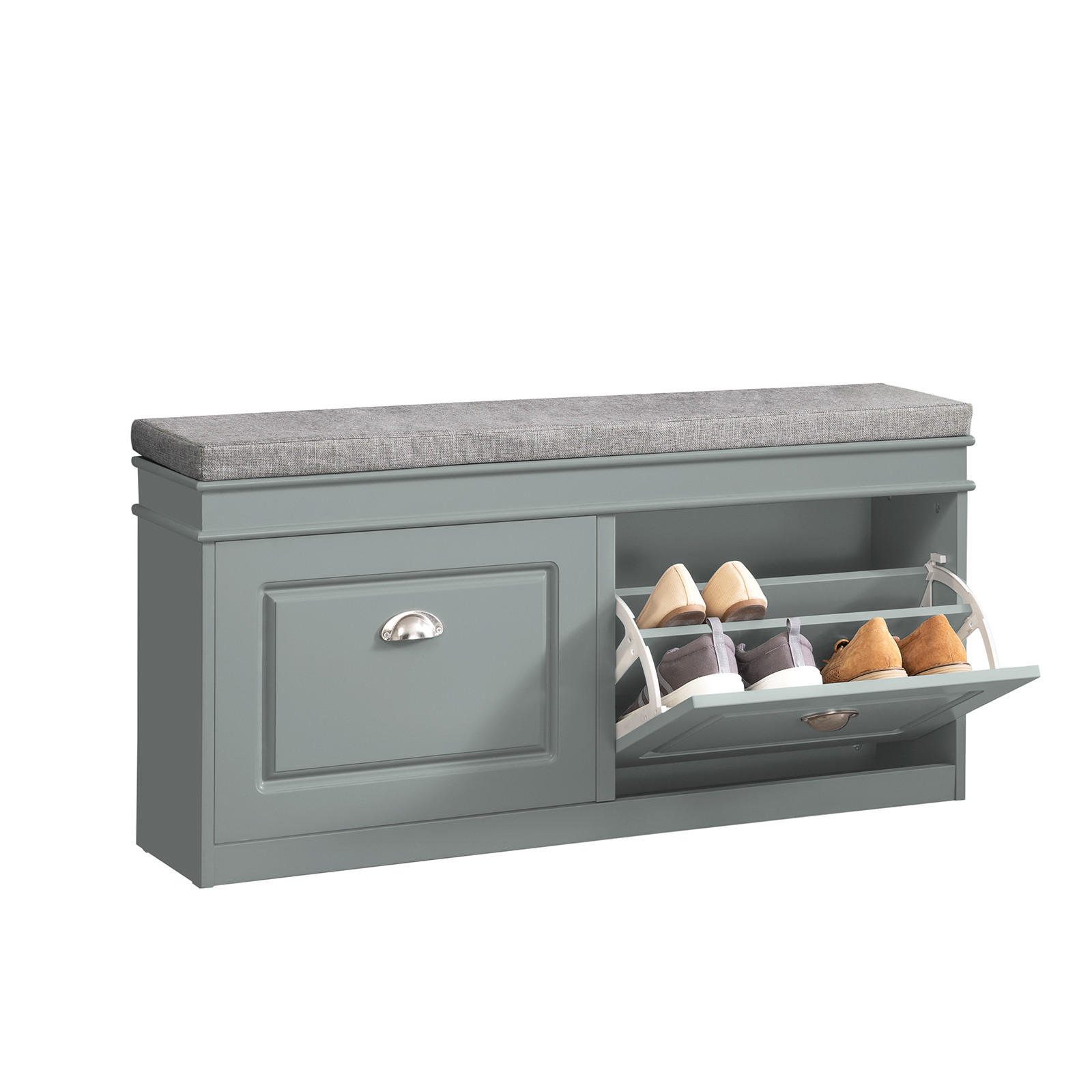 SCHUHBANK Grau - Hellgrau, Holzwerkstoff (104/52/24cm) - SoBuy