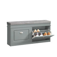 SCHUHBANK Grau - Hellgrau, Holzwerkstoff (104/52/24cm) - SoBuy