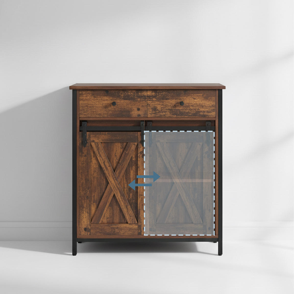 KOMODA - hnedá, kov/kompozitné drevo (70/80/30cm) - Relaxdays