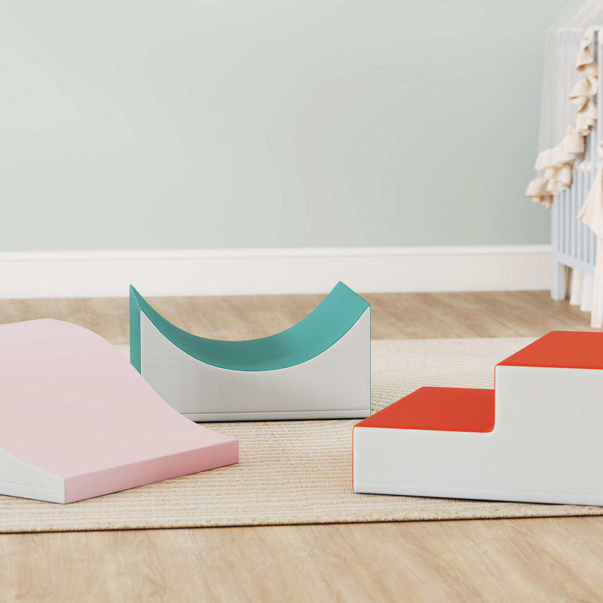 SCHAUMSTOFF Bausteine Kinder 3 Stück Klettern Riesenbausteine Hellgrau - Hellgrau, Kunststoff (45.7/141cm) - AIYAPLAY