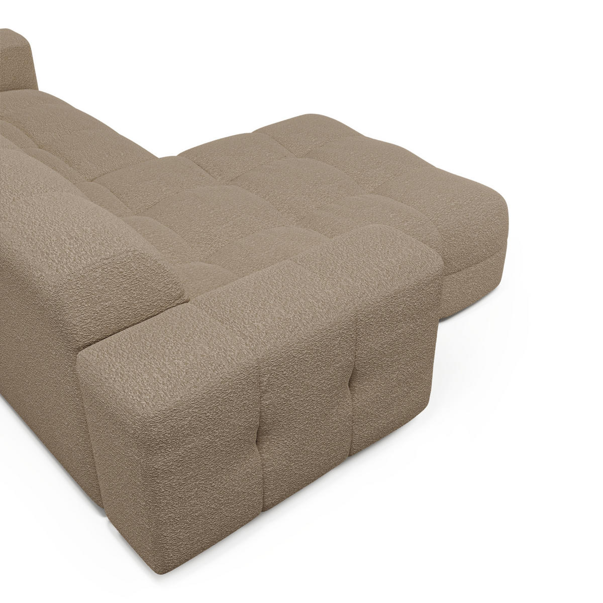 ECKSOFA LINKS Bouclé-Stoff Taupe 230cm - Taupe, Textil (155/230cm) - Sia Home