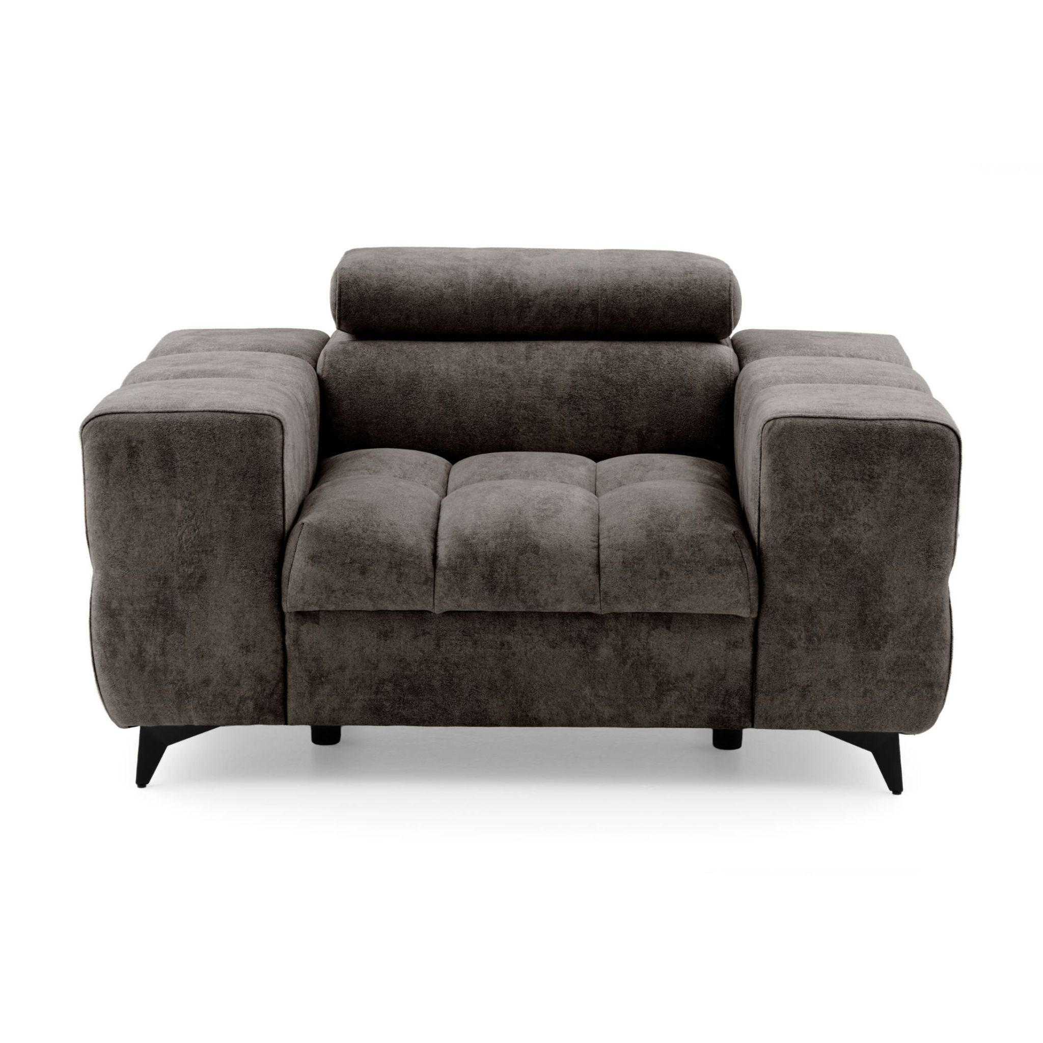 SESSEL PUDDING mit verstellbare Kopfstütze Velours Braun - Schwarz/Braun, Holz/Textil (140/93/100cm) - Muffo