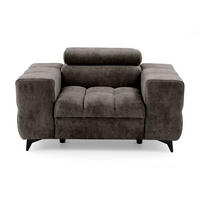 SESSEL PUDDING mit verstellbare Kopfstütze Velours Braun - Schwarz/Braun, Holz/Textil (140/93/100cm) - Muffo