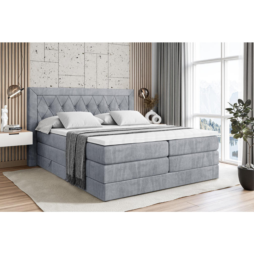 Thumbnail - Altdecor Boxspringbett, Grau, Holzwerkstoff, Höhe ca. 37 cm, 120x200 cm, Schlafzimmer, Betten, Boxspringbetten