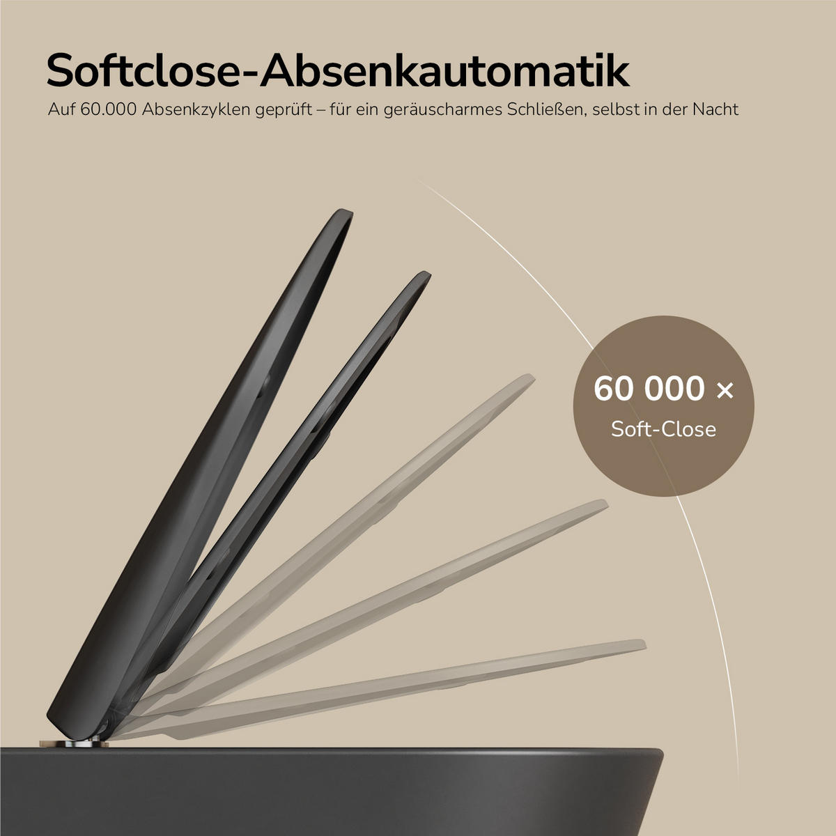 WAND-WC Set 49 x 36,5 cm inkl. WC-Sitz mit Absenkautomatik schwarz matt - Schwarz, Keramik (36.5/36/49cm) - EMKE