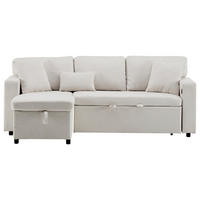 ECKSOFA L Form Schlafsofa Ausziehbar Stauraum Regal Beige - Beige, Textil (214/87/131cm) - FLIEKS