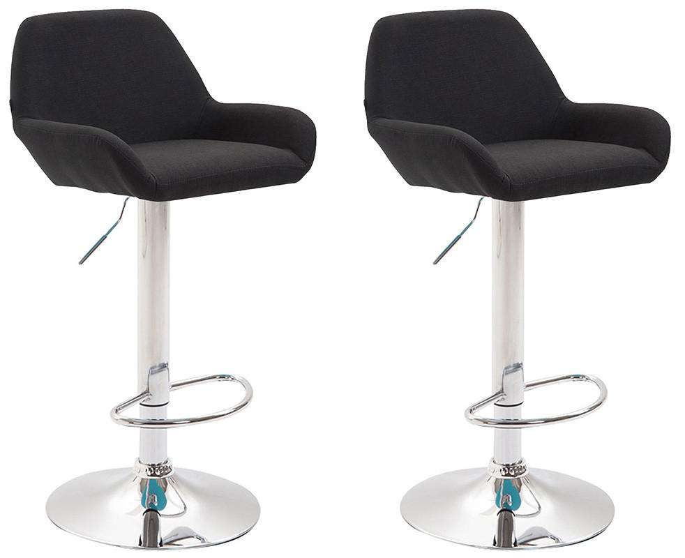 BARHOCKER 2er-Set DUBLIN Schwarz Stoff Chrom - Schwarz, Textil/Metall (51/89/52cm) - DELUKE
