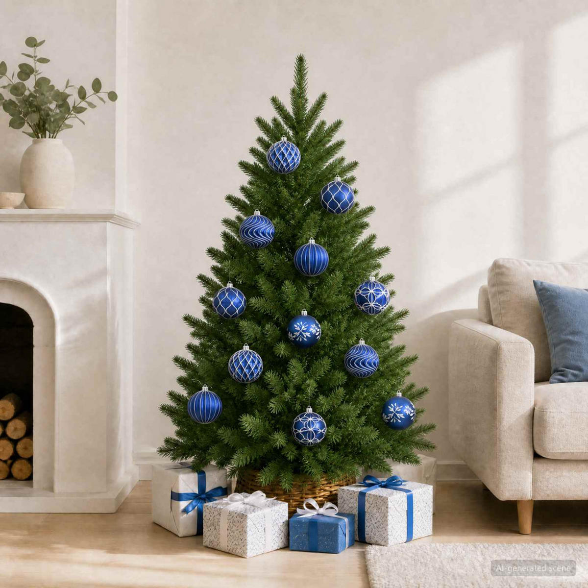 WEIHNACHTSKUGELSET XL 12 -teilig 10 cm Blau Polystyrol - Blau, Kunststoff (10/10/10cm) - vidaXL