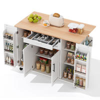 KÜCHENINSEL 136/70/92 cm mit ausziehbarer Arbeitsplatte, verdeckter Besteckschublade und Rollen, Weiß/Natur - Weiß, Holzwerkstoff (136/92/70cm) - Redom