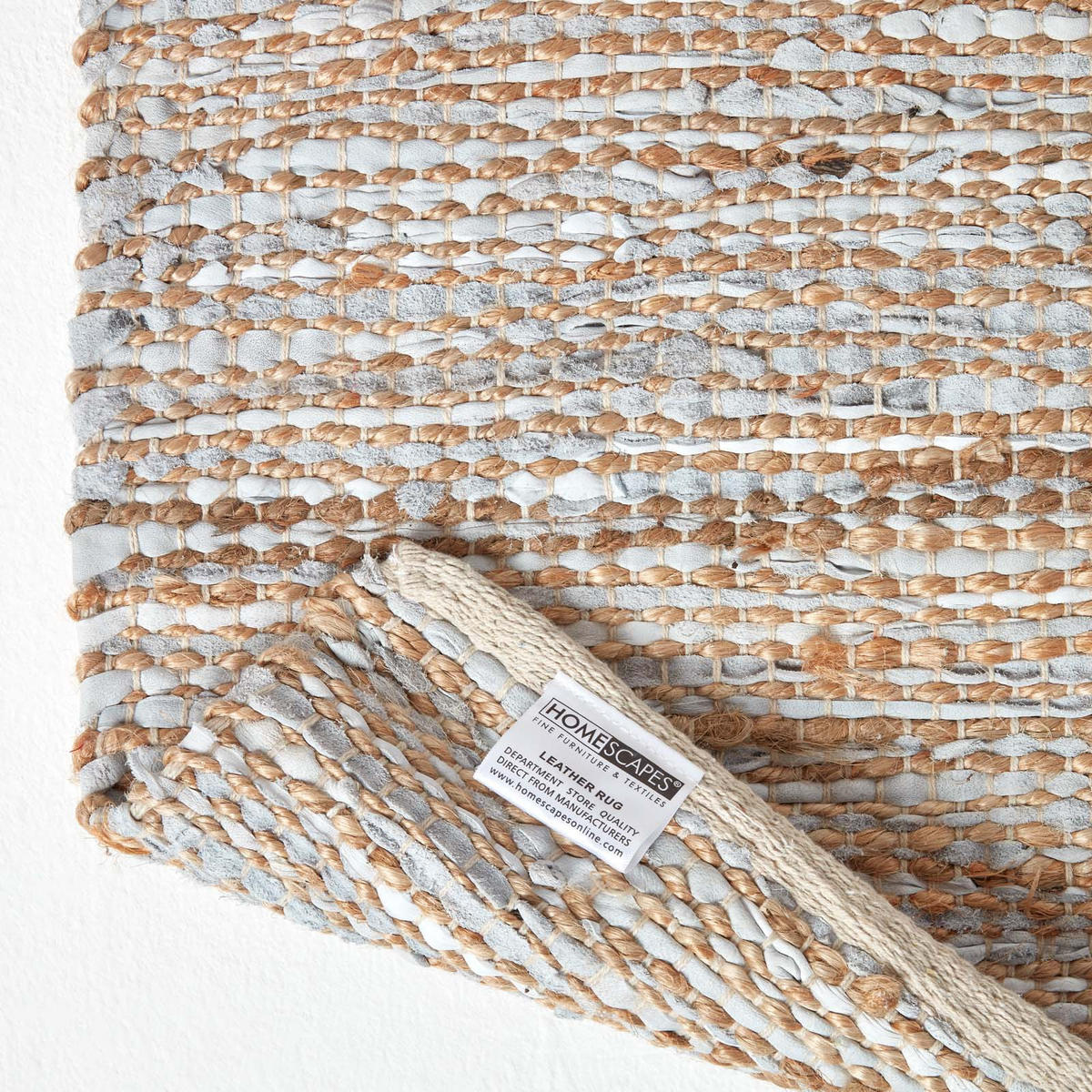 TEPPICHLÄUFER Madras, Leder & Hanf 66/200 cm - Naturfarben, Leder (66/200cm) - Homescapes