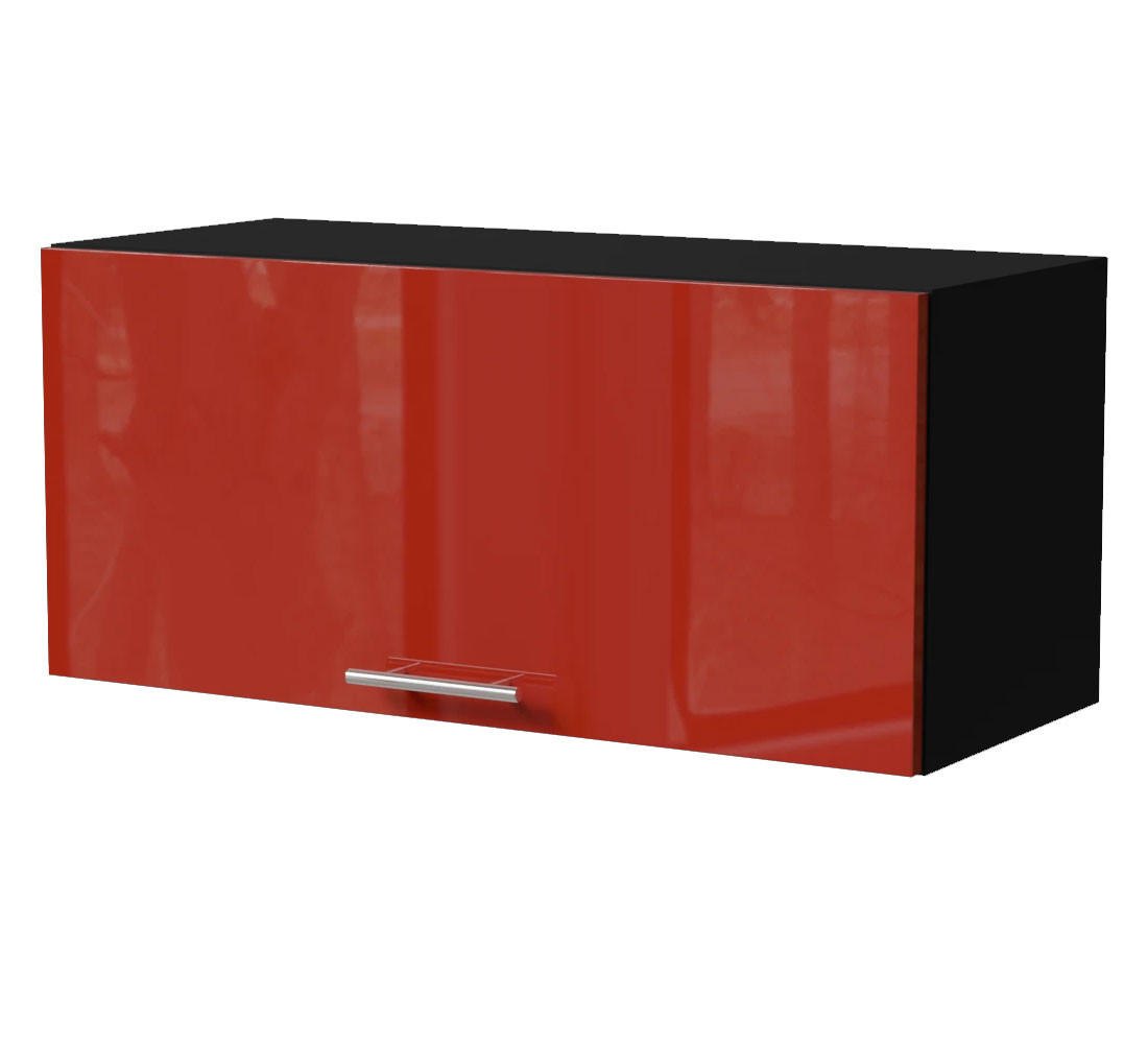KLAPPHÄNGESCHRANK Brerra W4B/80 Schwarz / RAL 3002 karminrot Hochglanz 80 / 32,5 / 36cm mit Blum Aventos Klappenbeschlag - Rot/Schwarz, Holz/Holzwerkstoff (80/36/32.5cm) - Feldmann-Wohnen
