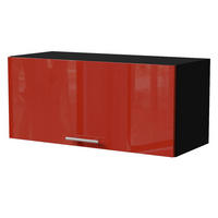 KLAPPHÄNGESCHRANK Brerra W4B/80 Schwarz / RAL 3002 karminrot Hochglanz 80 / 32,5 / 36cm mit Gasdruckdämpfer - Rot/Schwarz, Holz/Holzwerkstoff (80/36/32.5cm) - Feldmann-Wohnen