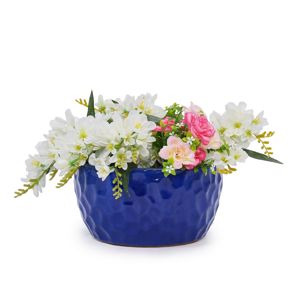 KERAMIKBLUMENTÖPFE, 3-teilig, 38,1/30,5/25,4cm, gehämmert, kobaltblau - Blau, Keramik (38/19/38cm) - Vallsero