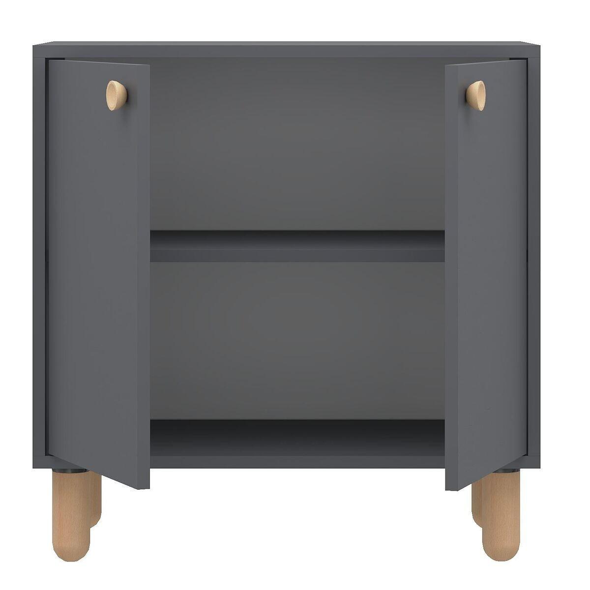 SIDEBOARD mit 2 Türen und Füßen aus massivem Buchenholz 36/72/73 cm - Anthrazit, Holzwerkstoff (36/73/72cm) - Calicosy