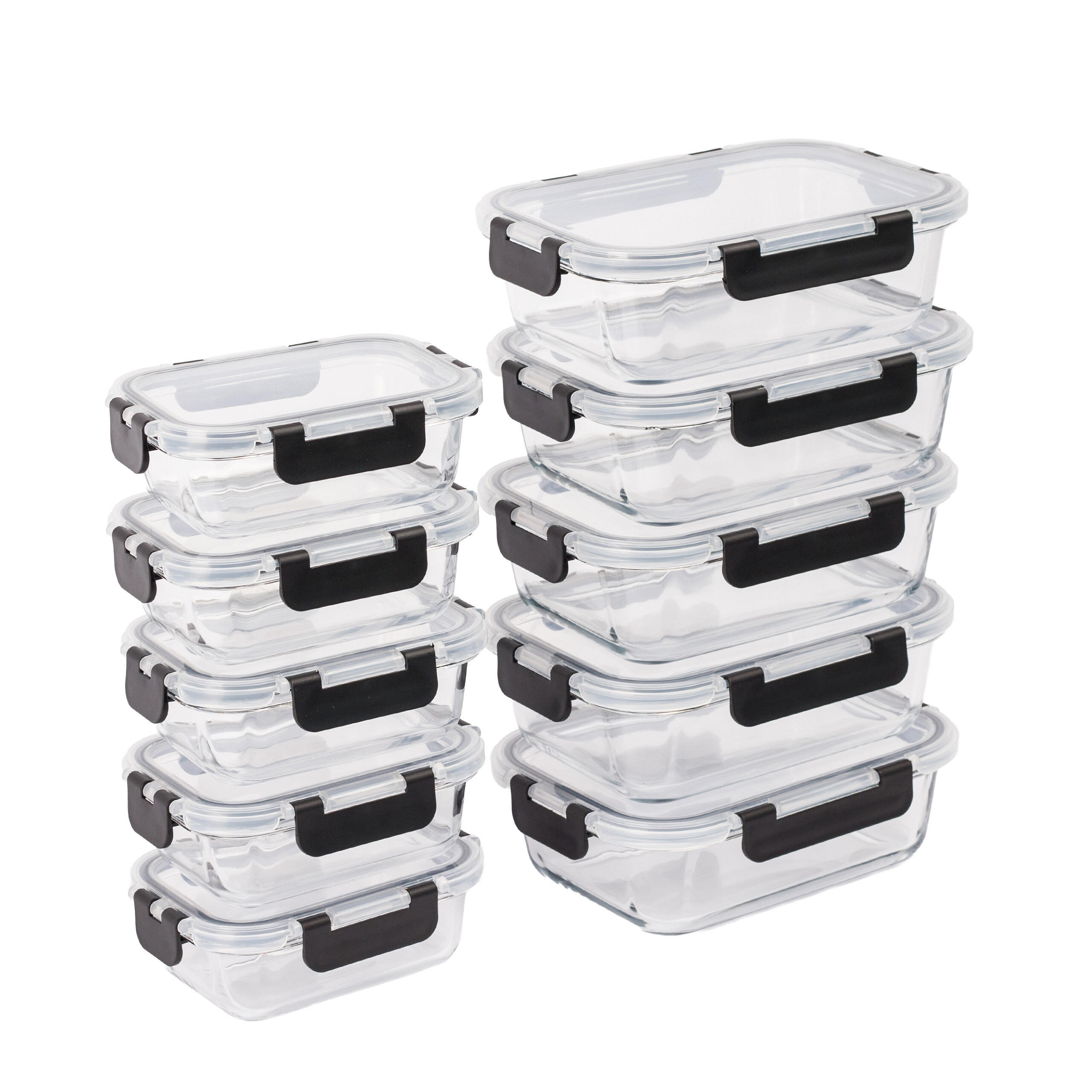 SADA 10 sklenených dóz - priehľadné, plast/sklo - Relaxdays