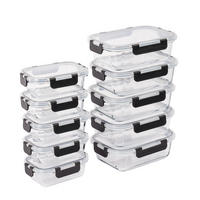 SADA 10 sklenených dóz - priehľadné, plast/sklo - Relaxdays