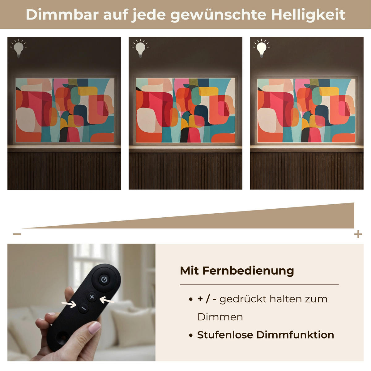 NÁSTĚNNÁ LAMPA S AKUMULÁTOREM Tvary - barevné - abstraktní - letadla 60x40 cm - různobarevná, kompozitní dřevo (60/40/8cm) - OnlyWow