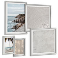 BILDER SET 5er Set - 50x50 cm & 20x30 cm & 40x60 cm Silberner Rahmen - Sommerlicher Sandstrand mit Meerblick - Silberfarben, Kunststoff (40/60cm) - TULUP
