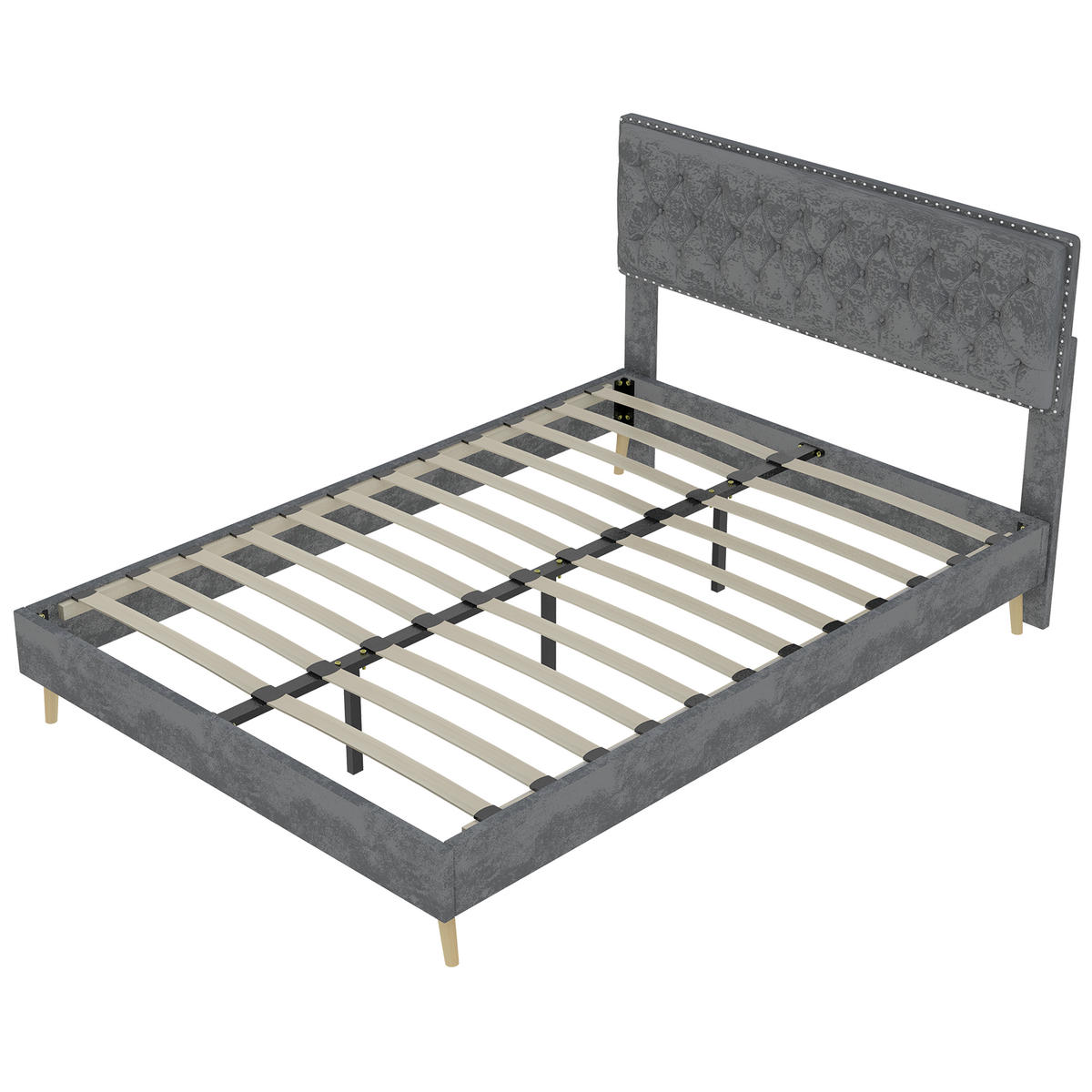 POLSTERBETT 140/200 cm in Grau mit Stauraum unter dem Bett Stoff im modernen Design - Grau, Holzwerkstoff/Textil (140/200cm) - STILVORA