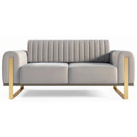 POHOVKA Parissa, samet světle šedá zlaté nohy, 164 cm - zlatá/světle šedá, kov/dřevo (164/79/92cm) - Selsey