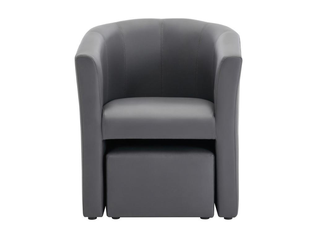 LOUNGE-SESSEL & Hocker - Kunstleder - Grau - JOVANA - Grau, Leder (64/74/65cm) - Vente-Unique