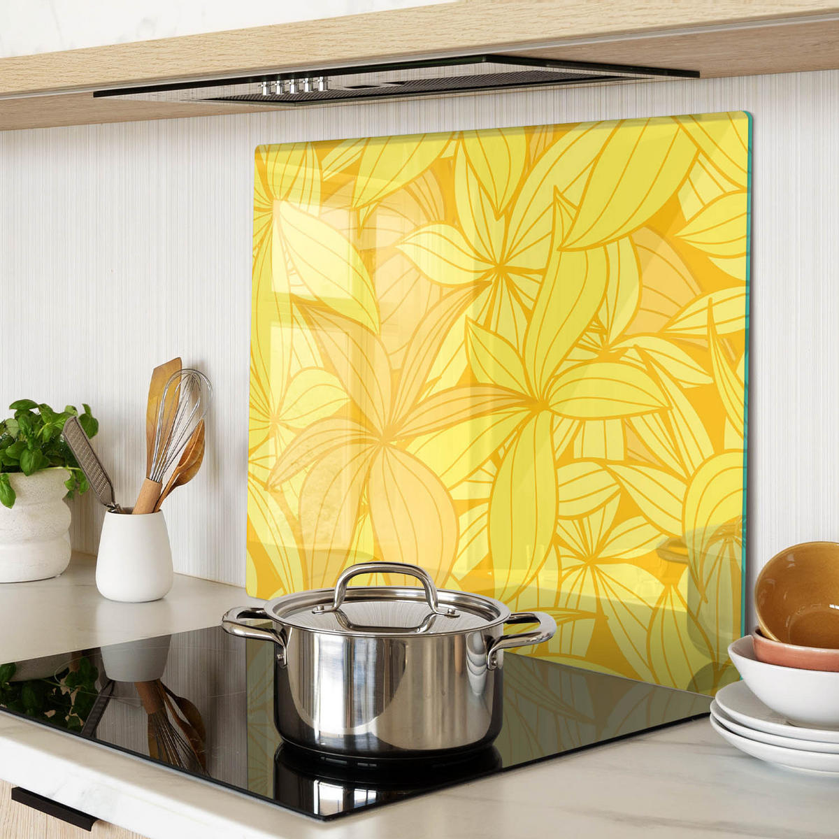 GLASPLATTE 60x52 cm Gelbe Blumen - Gelb, Glas (60/0.4/52cm) - TULUP