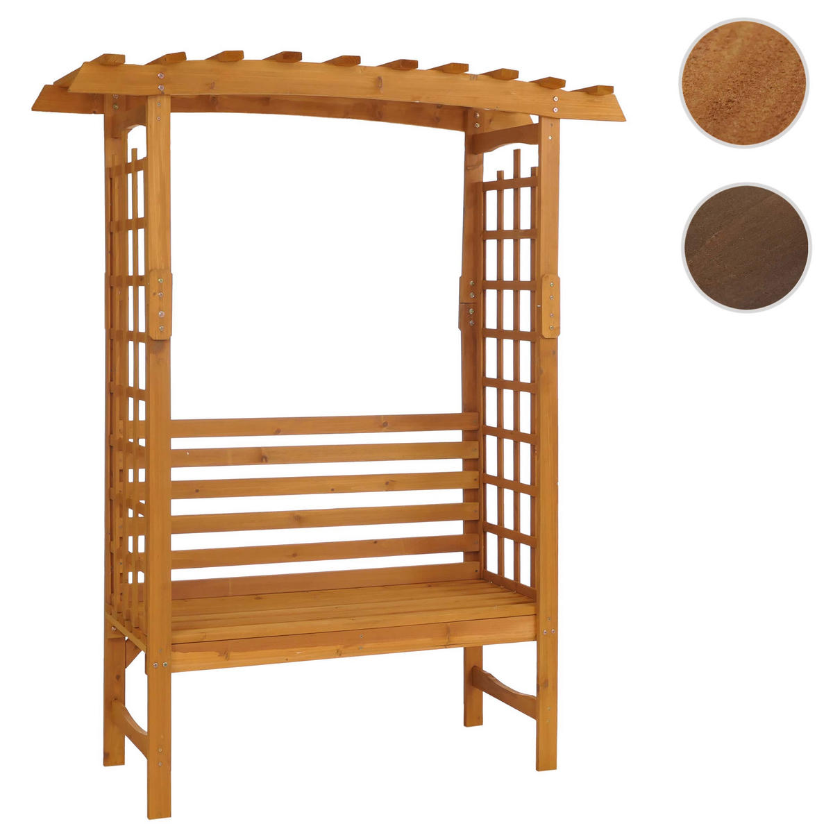 RŮŽOVÝ oblouk s lavičkou, hnědý - hnědá, dřevo (160/201/60cm) - MCW