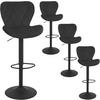BARHOCKER 4er Set, Samt, Metallgestell, Schwarz - Schwarz, Textil/Metall (47/89/54cm) - Woltu