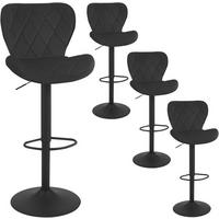 BARHOCKER 4er Set, Samt, Metallgestell, Schwarz - Schwarz, Textil/Metall (47/89/54cm) - Woltu