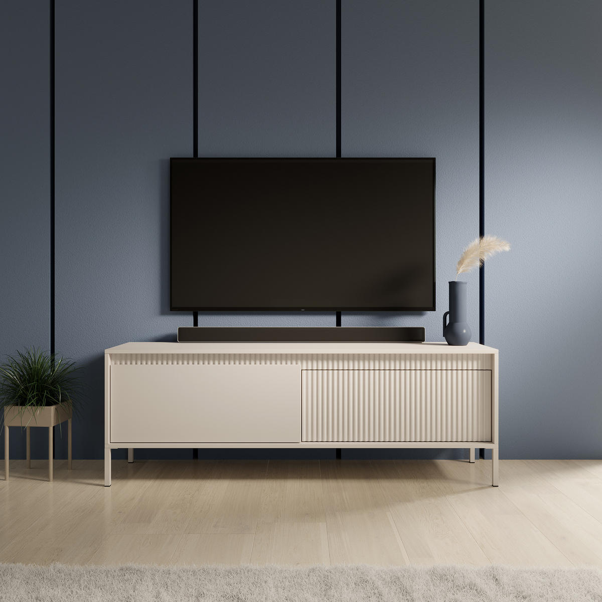 LOWBOARD SENSATO 153,5x39,5x53,4 cm mit 2 Türen Beige - Beige, Holzwerkstoff (153.5/53.4/39.5cm) - MASSENO