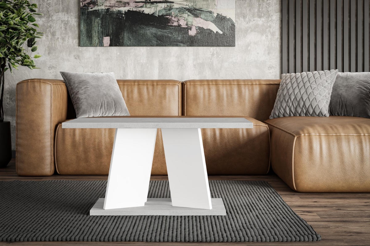 KAFFEETISCH 110x70x60 cm - Betonoptik K350 / Weiß - UFOM - Weiß, Holzwerkstoff (110/70/60cm) - ALTDECOR