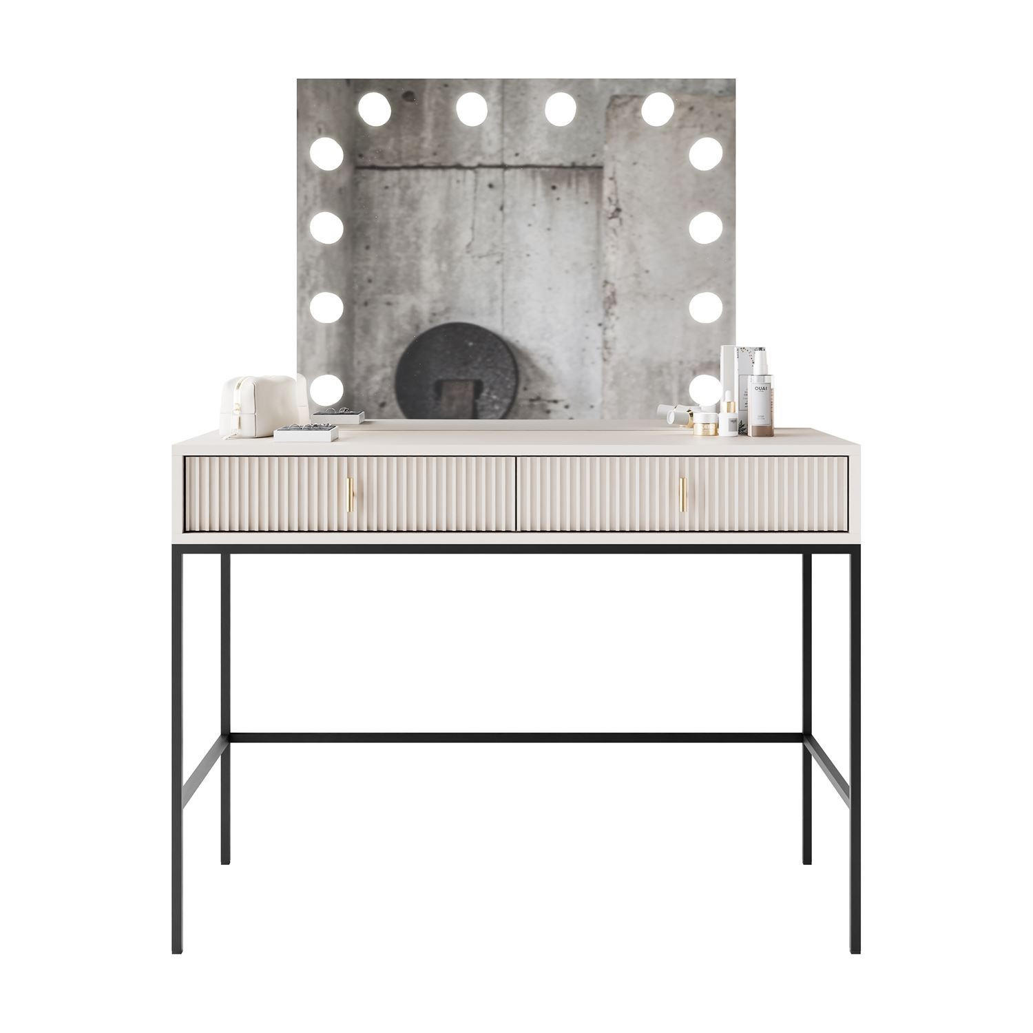 FRISIERTISCH MIDNIGHT ELITE mit LED-Spiegel kaschmir - Kaschmir/Schwarz, Holzwerkstoff (104/77/50cm) - Lookway