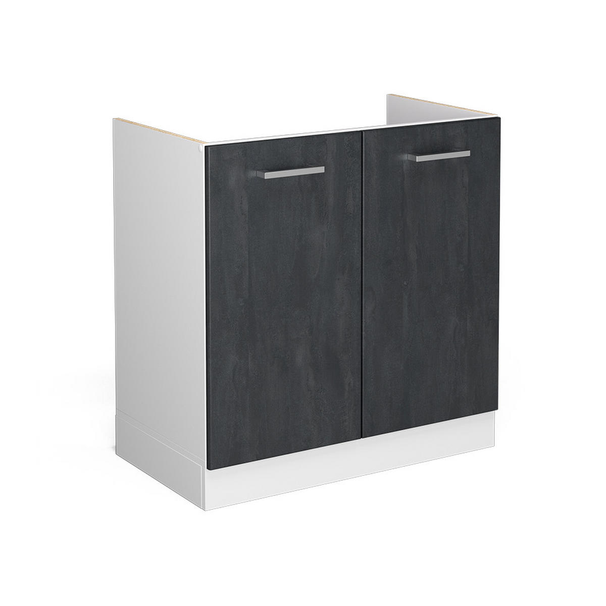 KÜCHENFRONT R-Line Schwarz Beton 79.2 x 71.3 cm Möbelfront für den Spülenunterschrank - Schwarz, Holzwerkstoff (79.2/71.3/1.6cm) - Vicco