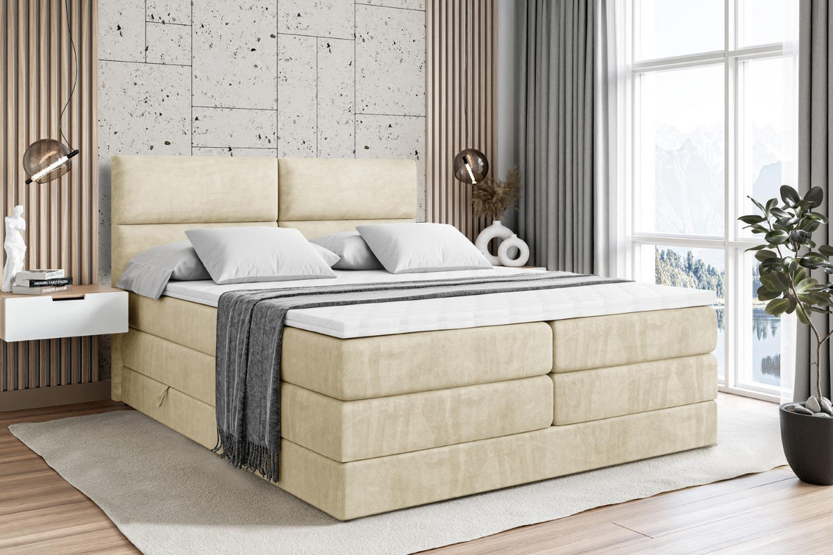 BOXSPRINGBETT BOXI3 KING - 140x200 - H3/H4 - Beige - Beige, Holzwerkstoff (140/200cm) - ALTDECOR