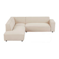 SOFA - 6 Personen - samt - beige Borore - Beige, Holz/Textil (256/75/231cm) - Vente-Unique