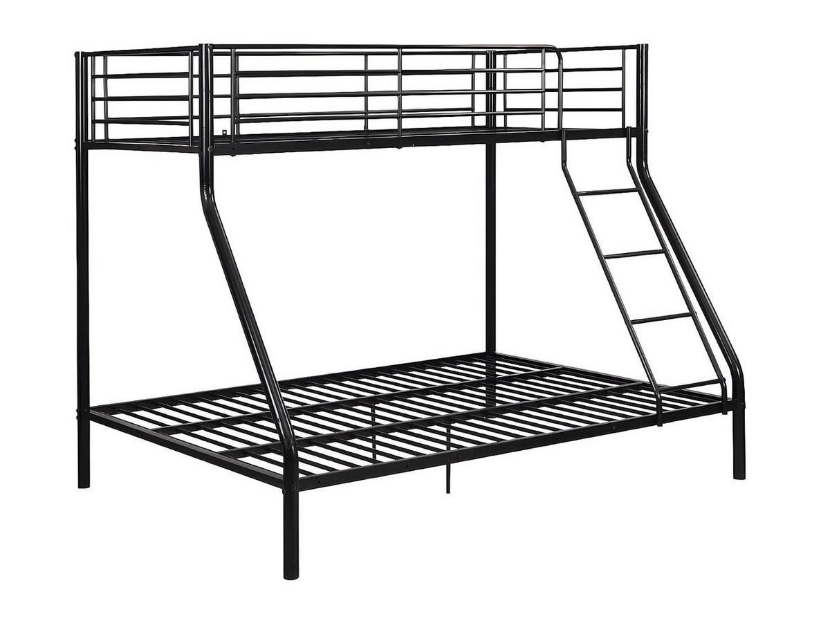 ETAGENBETT + Matratze - 90 & 140 x 190 cm - Stahl - Schwarz - ELEVATIO IV - Schwarz, Metall - Vente-Unique