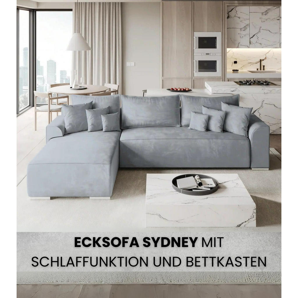 Thumbnail - Bromarkt Ecksofa, Hellgrau, Textil, 3-Sitzer, L-Form,L-Form, 280x184 cm, Wohnzimmer, Sofas & Couches, Wohnlandschaften, ...