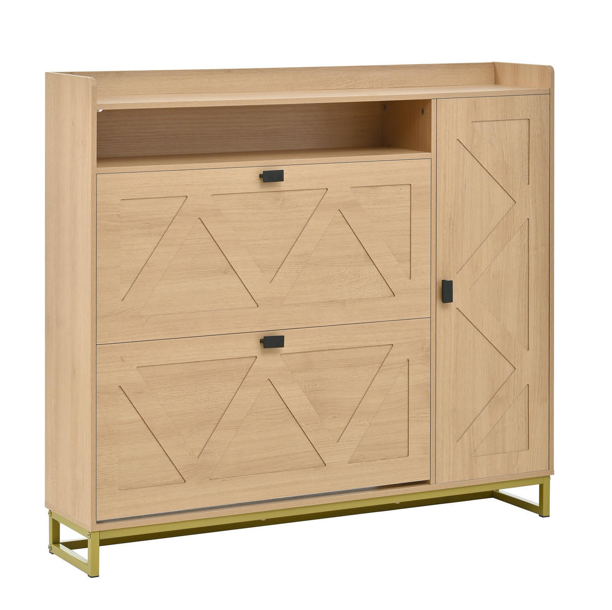 SCHUHSCHRANK 110/24/100 cm Natur aus MDF mit Soft-Close und Metallgestell - Naturfarben, Holzwerkstoff (110/100/24cm) - OKWISH