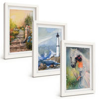 BILDER SET 3er Set - 20x30 cm Weißer Rahmen - Landschaft Leuchtturm Pferd Mädchen - Weiß, Kunststoff (20/30cm) - TULUP