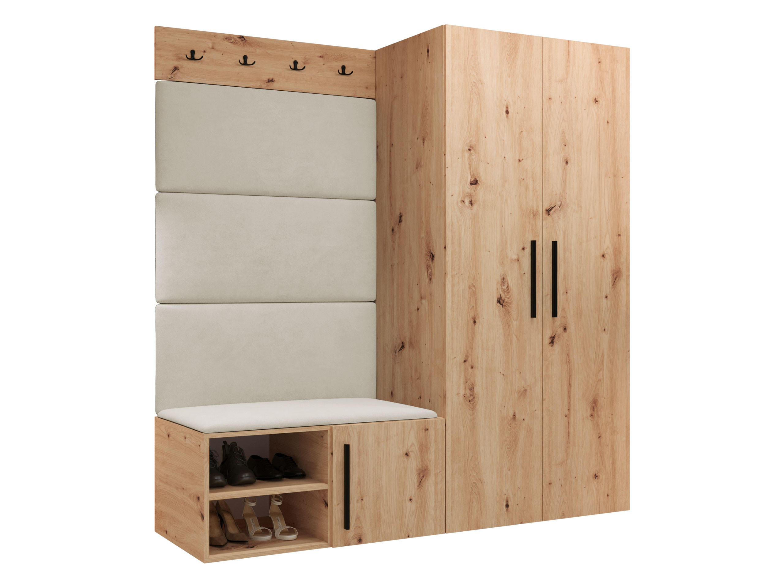 GARDEROBEN-SET Medi I - Beige/Schwarz, Holzwerkstoff/Kunststoff (80/191/50cm) - MIRJAN24