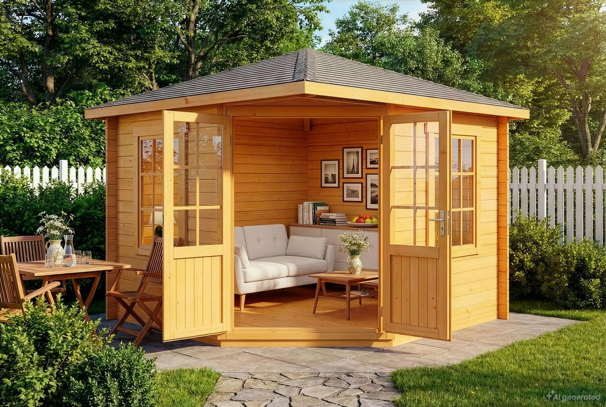 GARTENHAUS Holz Monica - Pinienfarben, Holz (320/266/320cm) - Alpholz
